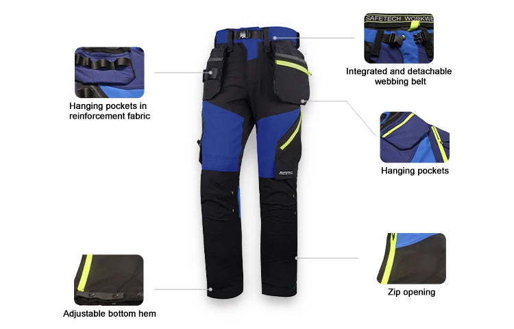 BLACK/BLUE TROUSERS WITH FREE KNEE PADS